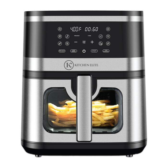 Kitchen Elite 8.5QT Stainless Steel Air Fryer – Family-Sized, 10-in-1 Functions, 90% Less Oil, Rapid Heating