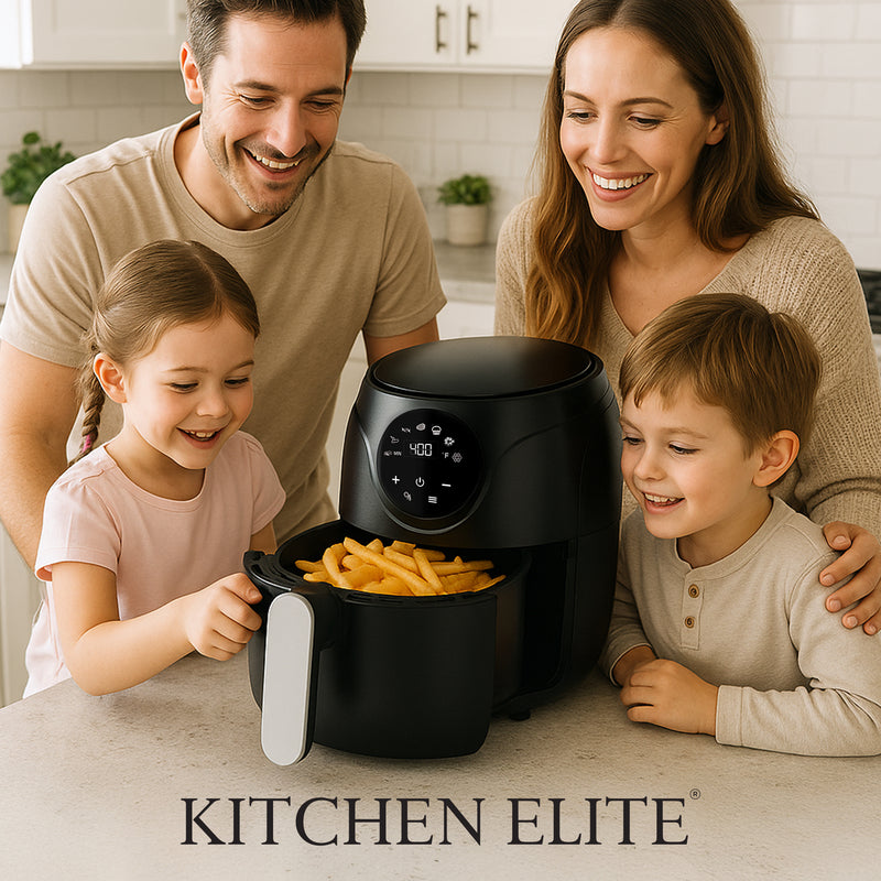 Kitchen Elite 2.5 Quart Compact Air Fryer Oven Small Countertop Oil-Free Cooker with PFAS-Free Nonstick Basket, Easy Clean, Black