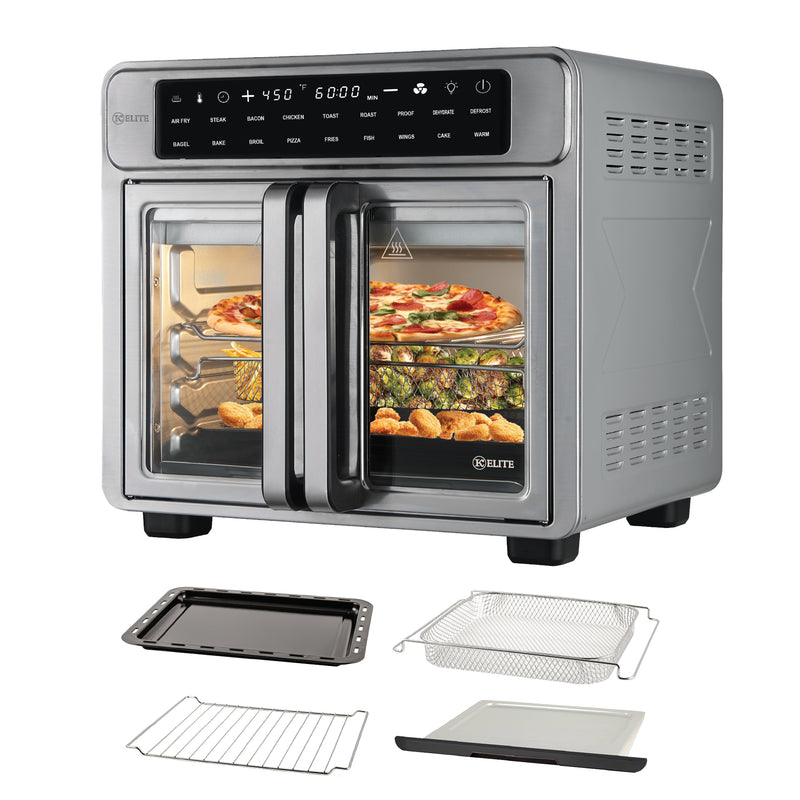 Kitchen Elite 16 Quart French Door Air Fryer Oven Countertop Convection Cooker with LED Display