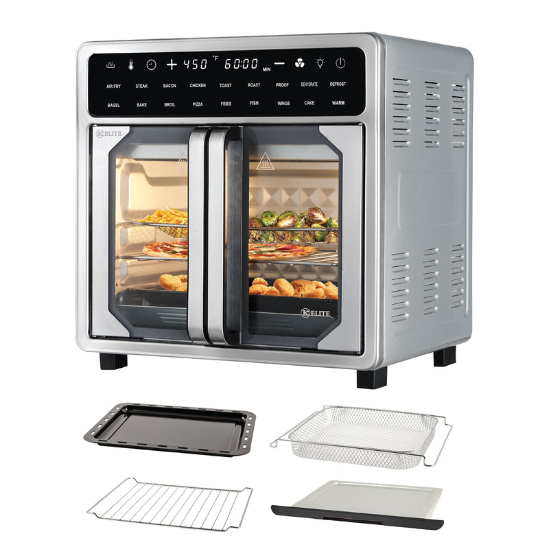 Kitchen Elite 16 Quart French Door Air Fryer Oven Countertop Convection Cooker with LED Display