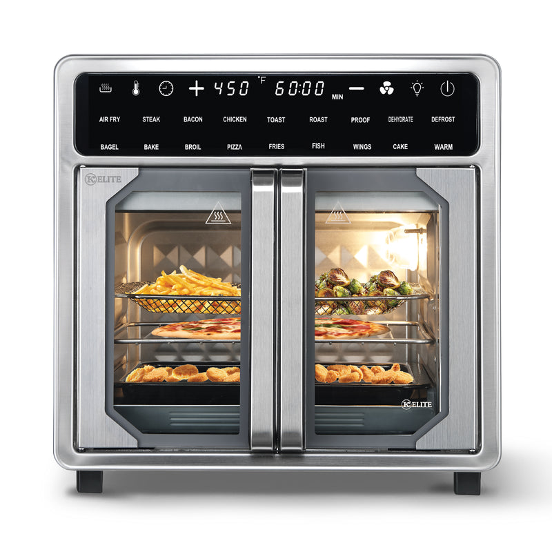 Kitchen Elite 16 Quart French Door Air Fryer Oven Countertop Convection Cooker with LED Display