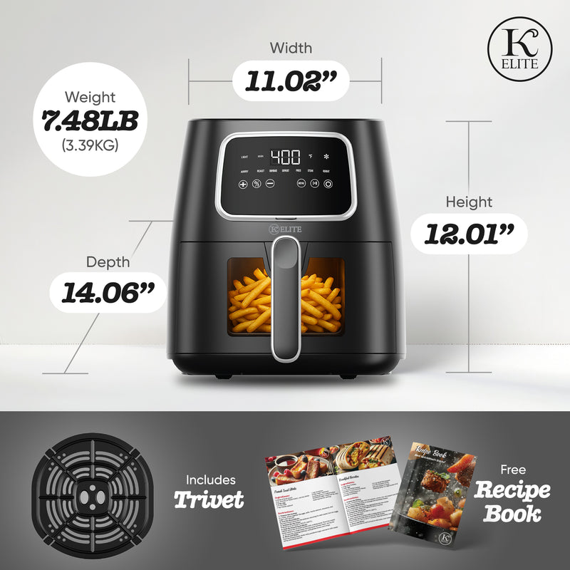 Kitchen Elite 5.5 Quart Black Air Fryer