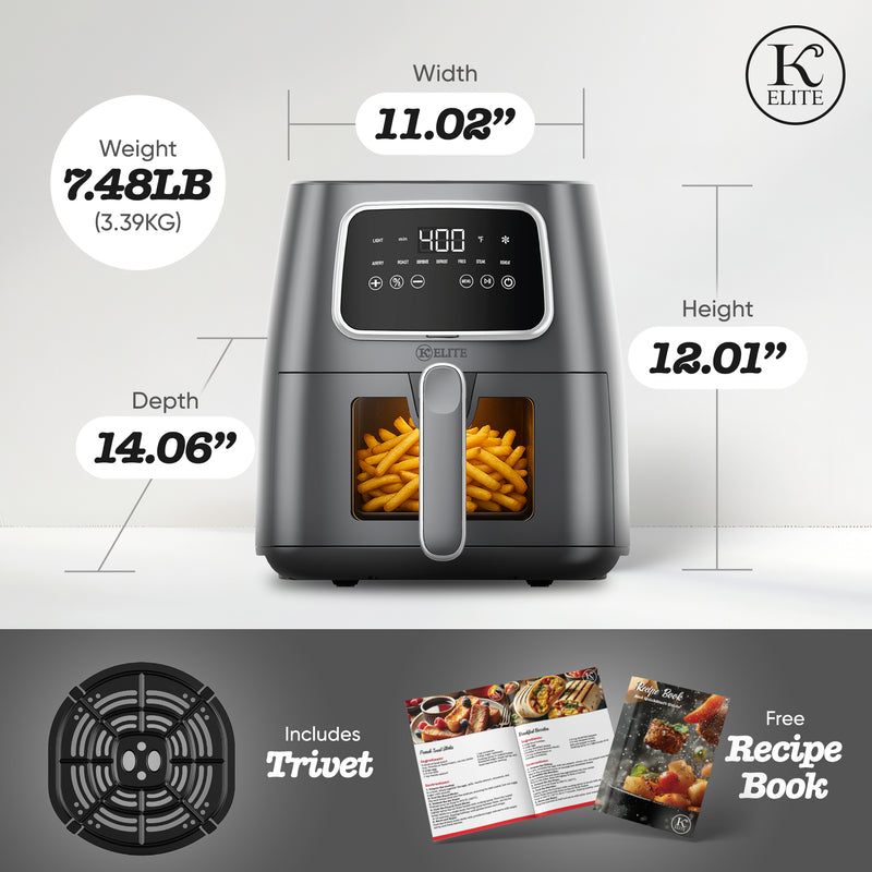 Kitchen Elite 5.5 Quart Gray Digital Air Fryer