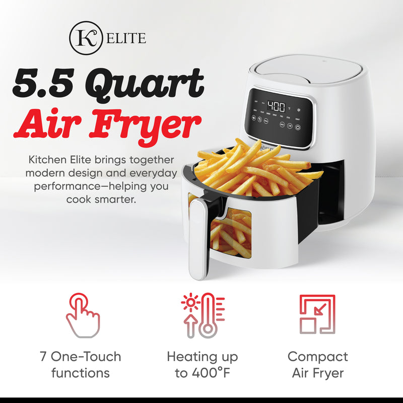 Kitchen Elite 5.5 Quart White Digital Air Fryer