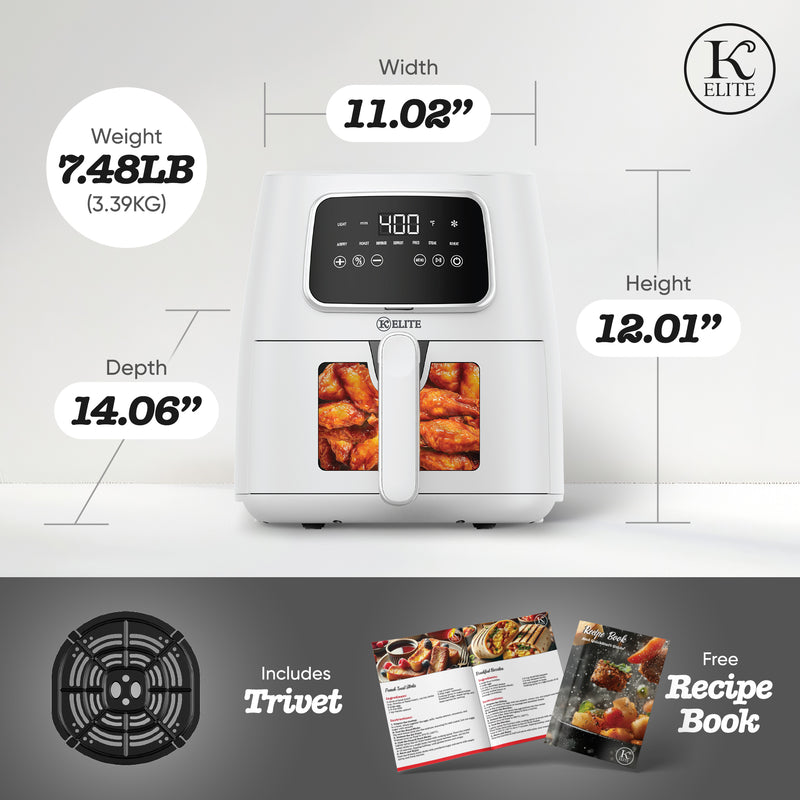 Kitchen Elite 5.5 Quart White Digital Air Fryer