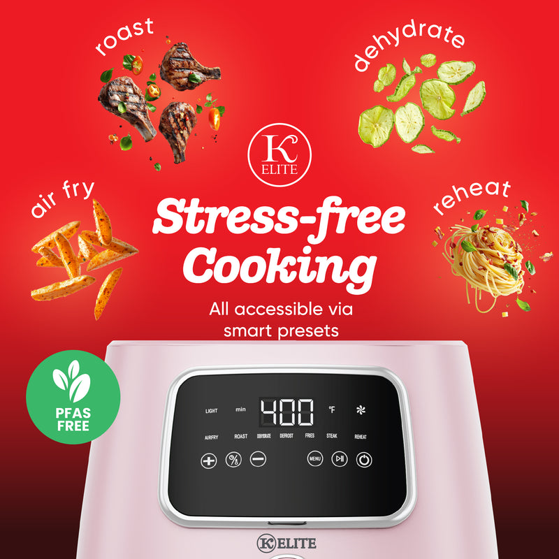 Kitchen Elite 5.5 Quart Pink Digital Air Fryer
