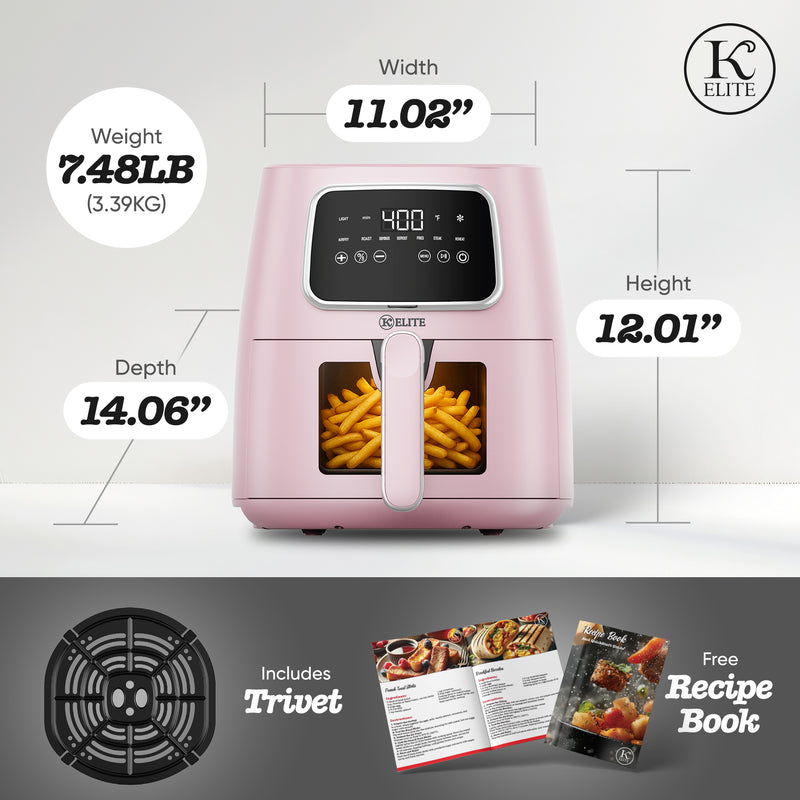 Kitchen Elite 5.5 Quart Pink Digital Air Fryer