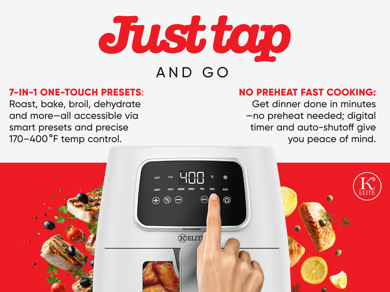 Kitchen Elite 5.5 Quart White Digital Air Fryer