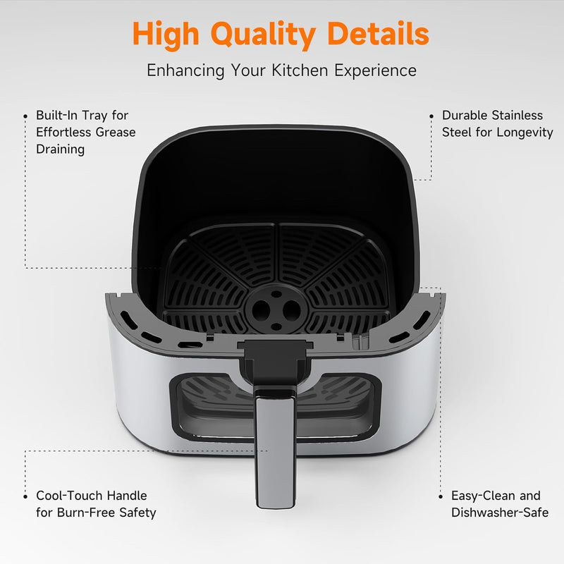 Kitchen Elite 8.5QT Stainless Steel Air Fryer – Family-Sized, 10-in-1 Functions, 90% Less Oil, Rapid Heating KE-AF-114-85QT-AMZ