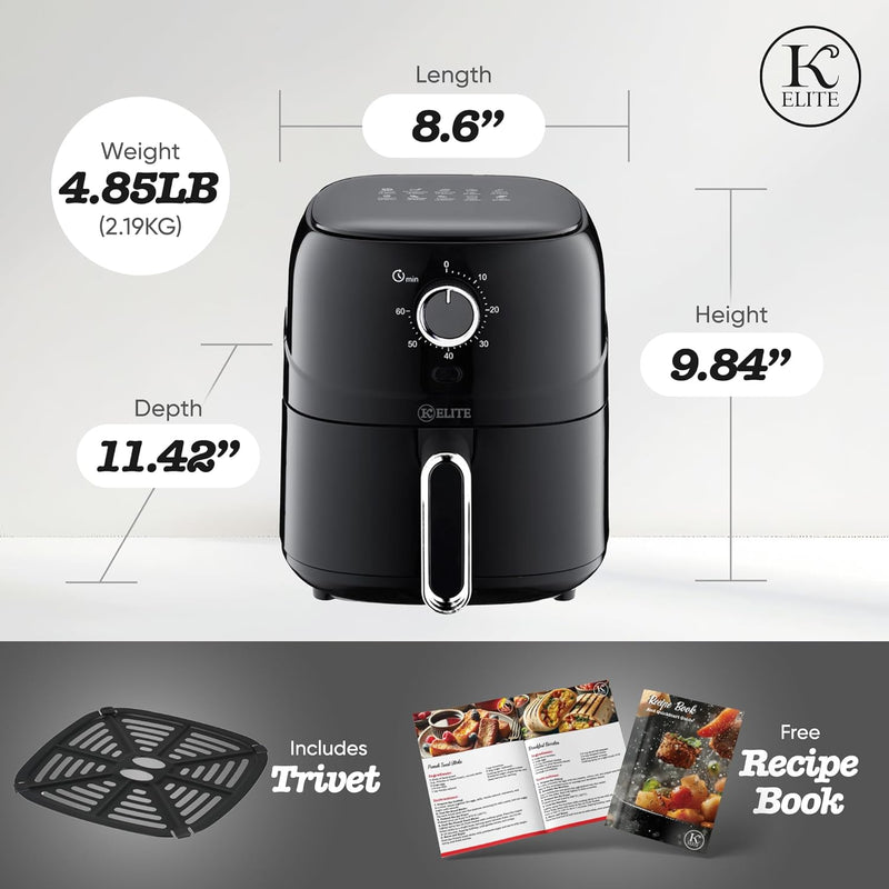 Kitchen Elite 2.5QT Black Mechanical Air Fryer
