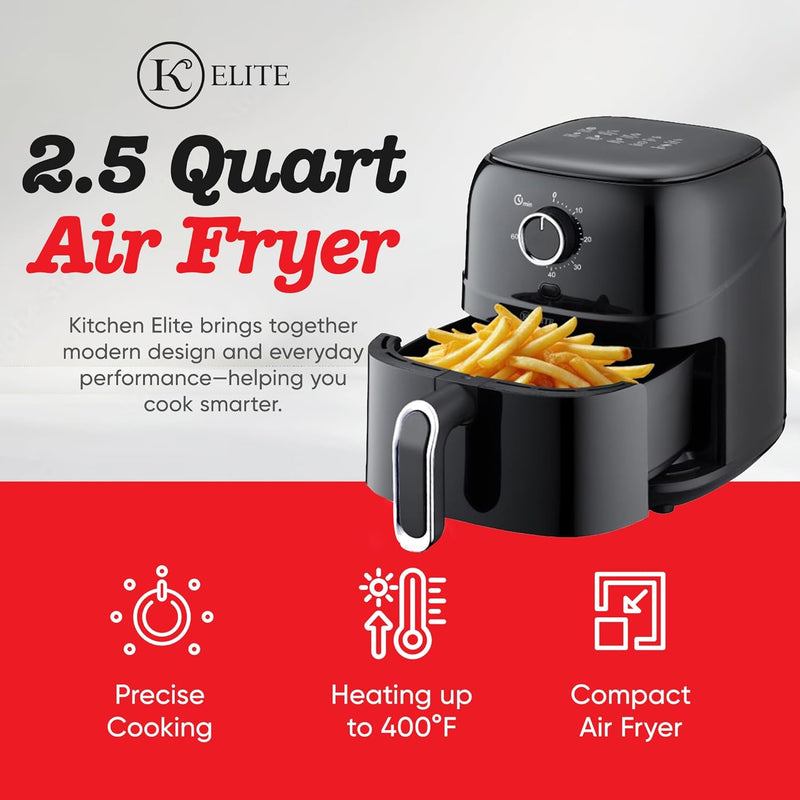 Kitchen Elite 2.5QT Black Mechanical Air Fryer