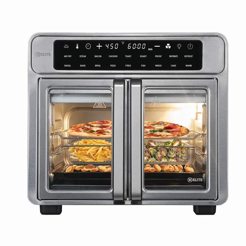 Kitchen Elite 26 Quart French Door Air Fryer Oven Extra Large Countertop Convection Cooker with LED Display