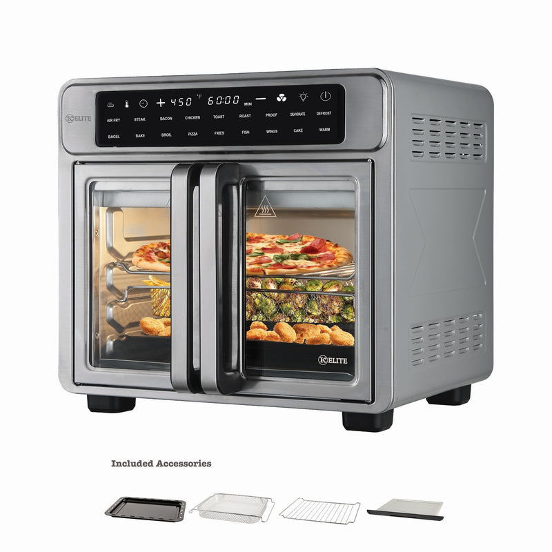 Kitchen Elite 26 Quart French Door Air Fryer Oven Extra Large Countertop Convection Cooker with LED Display