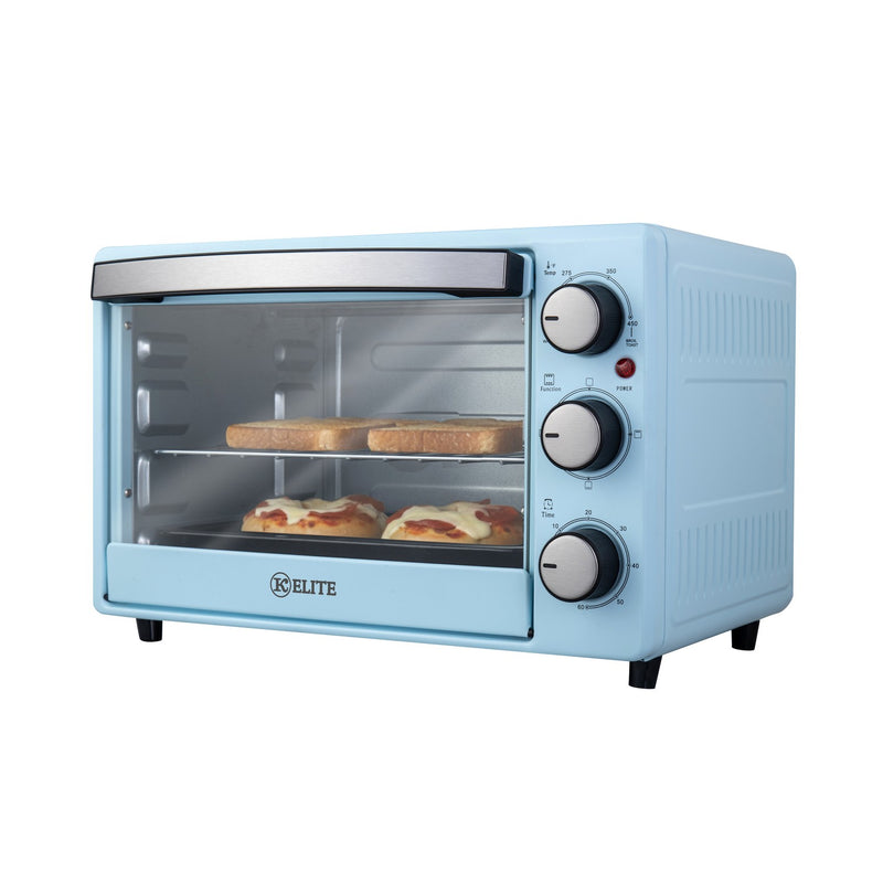 Kitchen Elite 6-Slice Countertop Toaster Oven with Adjustable Temperature and 60-Minute Timer - Blue