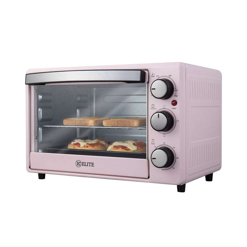 Kitchen Elite 6-Slice Countertop Toaster Oven with Adjustable Temperature and 60-Minute Timer - Pink
