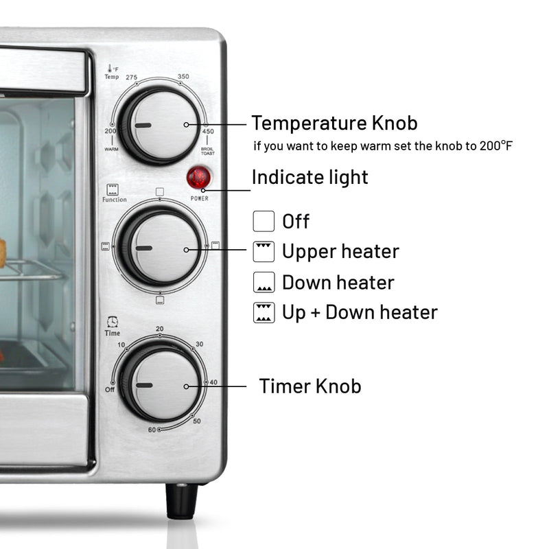 Kitchen Elite 6 Slice Toaster Oven 19QT Stainless Steel