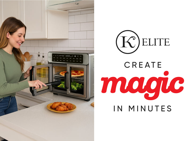 Kitchen Elite 26 Quart French Door Air Fryer Oven Extra Large Countertop Convection Cooker with LED Display