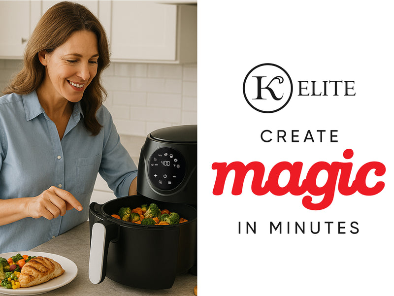 Kitchen Elite 2.5 Quart Compact Air Fryer Oven Small Countertop Oil-Free Cooker with PFAS-Free Nonstick Basket, Easy Clean, Black