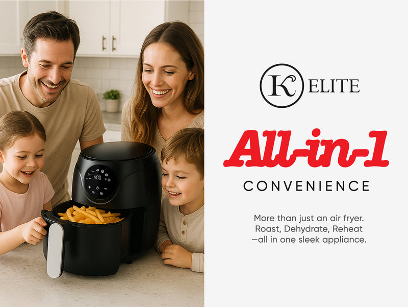 Kitchen Elite 2.5 Quart Compact Air Fryer Oven Small Countertop Oil-Free Cooker with PFAS-Free Nonstick Basket, Easy Clean, Black