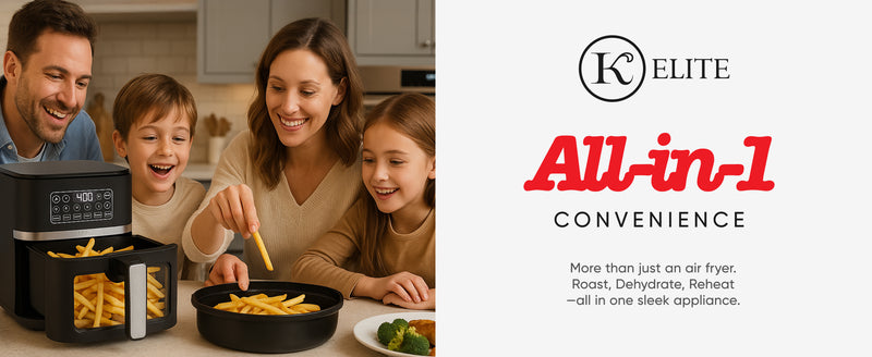 Kitchen Elite 5 Quart Large Digital Air Fryer Oven Family Size Countertop Oil-Free Cooker with Viewing Window & Light, PFAS-Free Nonstick Basket, Black