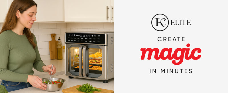 Kitchen Elite 16 Quart French Door Air Fryer Oven Countertop Convection Cooker with LED Display