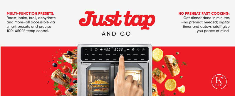 Kitchen Elite 16 Quart French Door Air Fryer Oven Countertop Convection Cooker with LED Display
