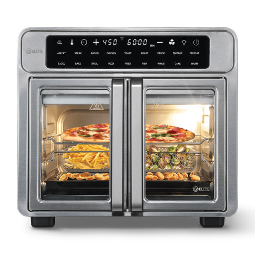 Multi-function oven with various dishes inside