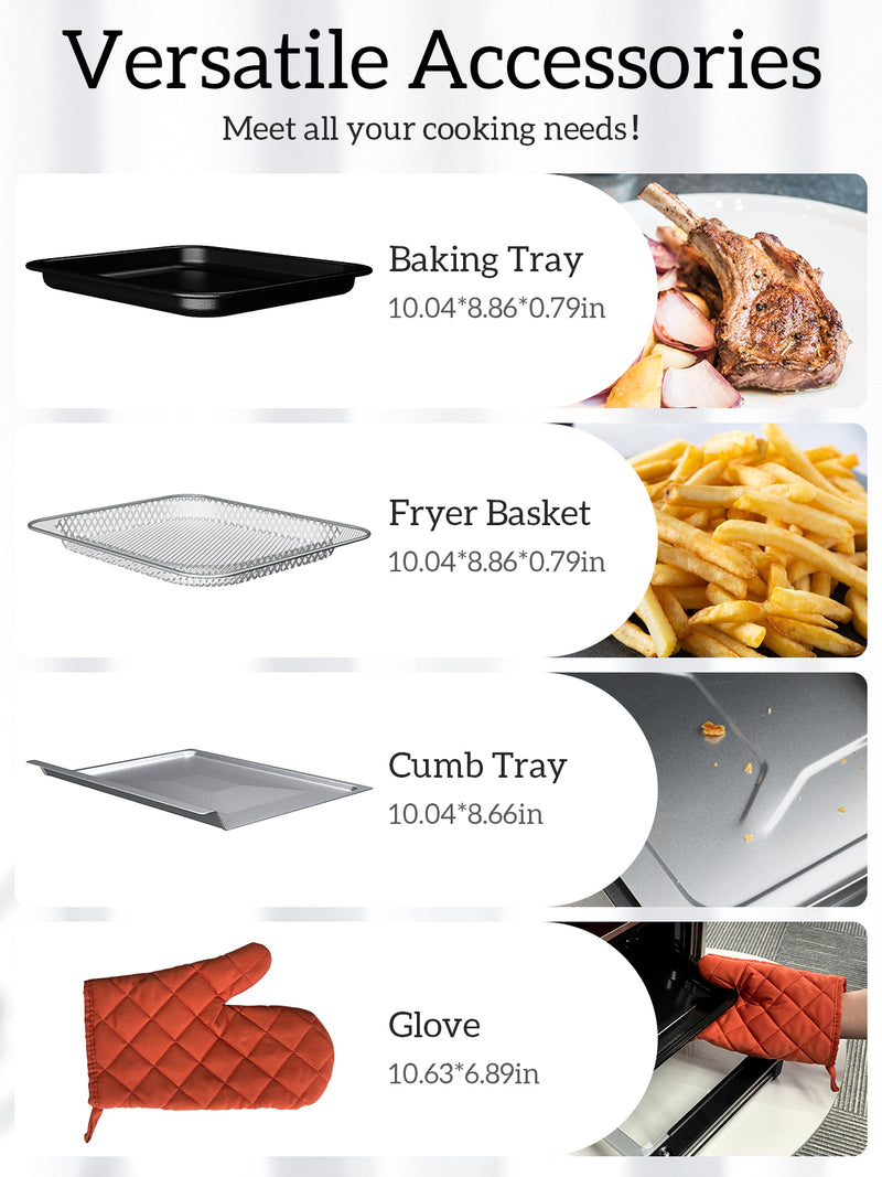 Kitchen Elite Air Fryer Toaster Oven Combo, 12.6 QT Stainless Steel Airfryer 10 in 1, Convection Oven Countertop 450°F, Non-Toxic for Bake, Roast, Reheat, Broiler, Dehydrate - Black
