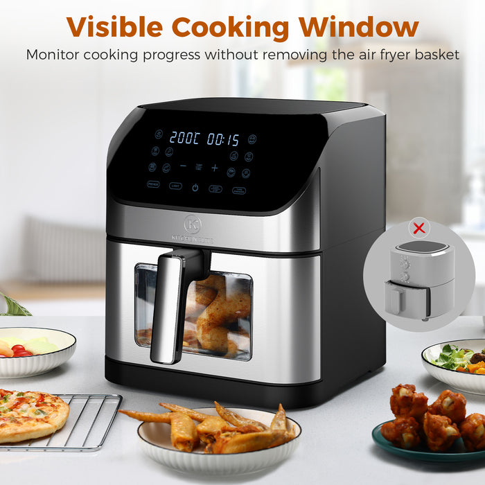 Kitchen Elite 8 QT Digital Air Fryer, Stainless Steel With Window