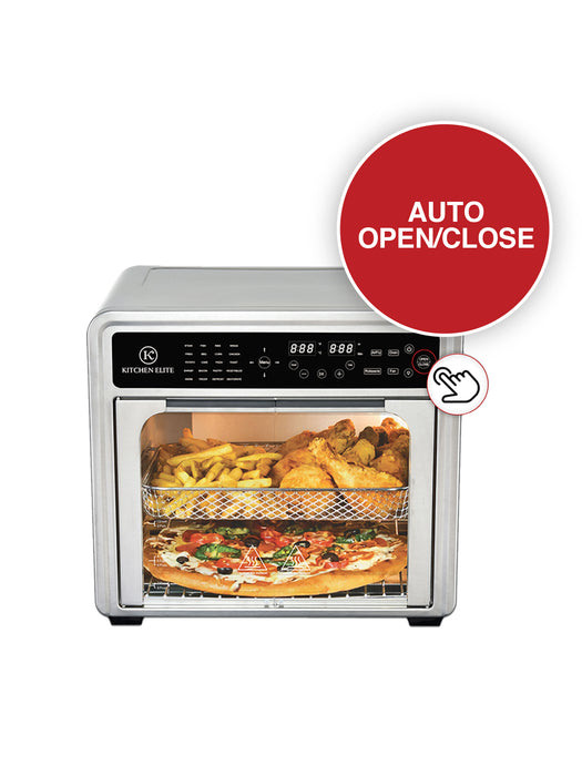 Kitchen Elite 30QT French Door Air Fryer Oven | 20-in-1 Multi-Function Convection Oven with Automatic Touch Door, Rotisserie, Dehydrator, Pizza Stone | 5 Heating Elements up to 450°F | 9 Accessories Included