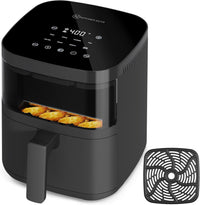 Kitchen Elite Air Fryer with View Window, 8 in 1 Compact Digital Airfryer, 5 °F Precise Control, Saving-Space Design, Nonstick & Dishwasher Safe, Roast, Broil, 1550W, Simple Elegant Gray - KE-AF-115-4QT-AMZ