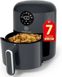 Kitchen Elite Air Fryer 2QT, 7 Presets,Compact Grey Design,Perfect for Simple Meals & Snack, Easy to Clean,90% Less Oil, Nonstick & Dishwasher Safe Basket