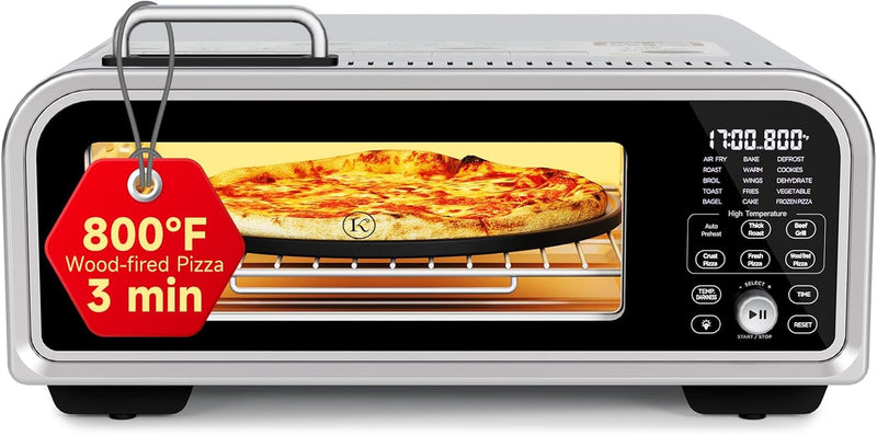 Kitchen Elite Toaster Oven Air Fryer Combo, 15-IN-1 Digital Convection Oven Countertop NTC Control, Portable Pizza Oven Stainless Steel for 12' pizza / 9 slices, Max 800°F, 3 Layer Glass Anti-scalding